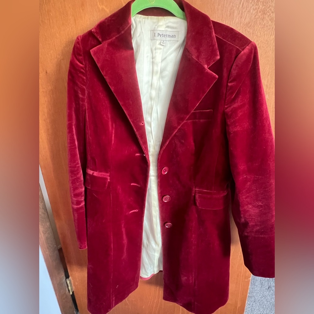 J Peterman Blazer Jacket Cherry Red